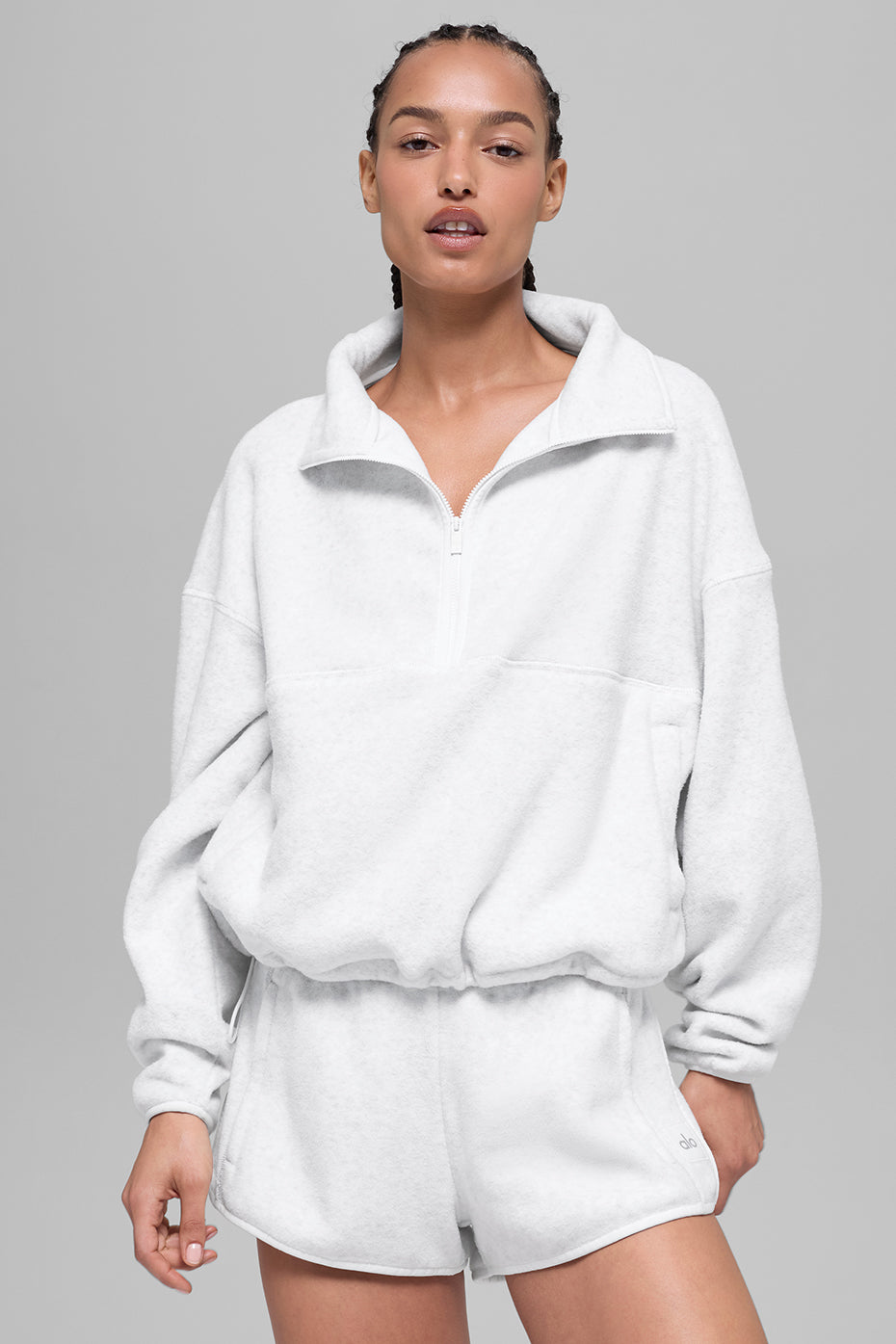 Polar Fleece Retreat Cover Up - White Heather Grey