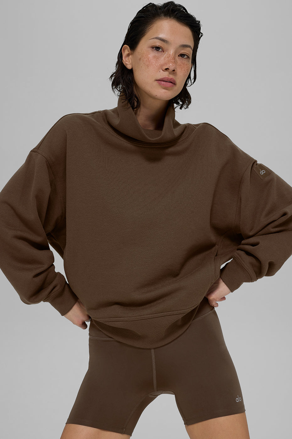 Hazy Mock Neck Pullover - Espresso