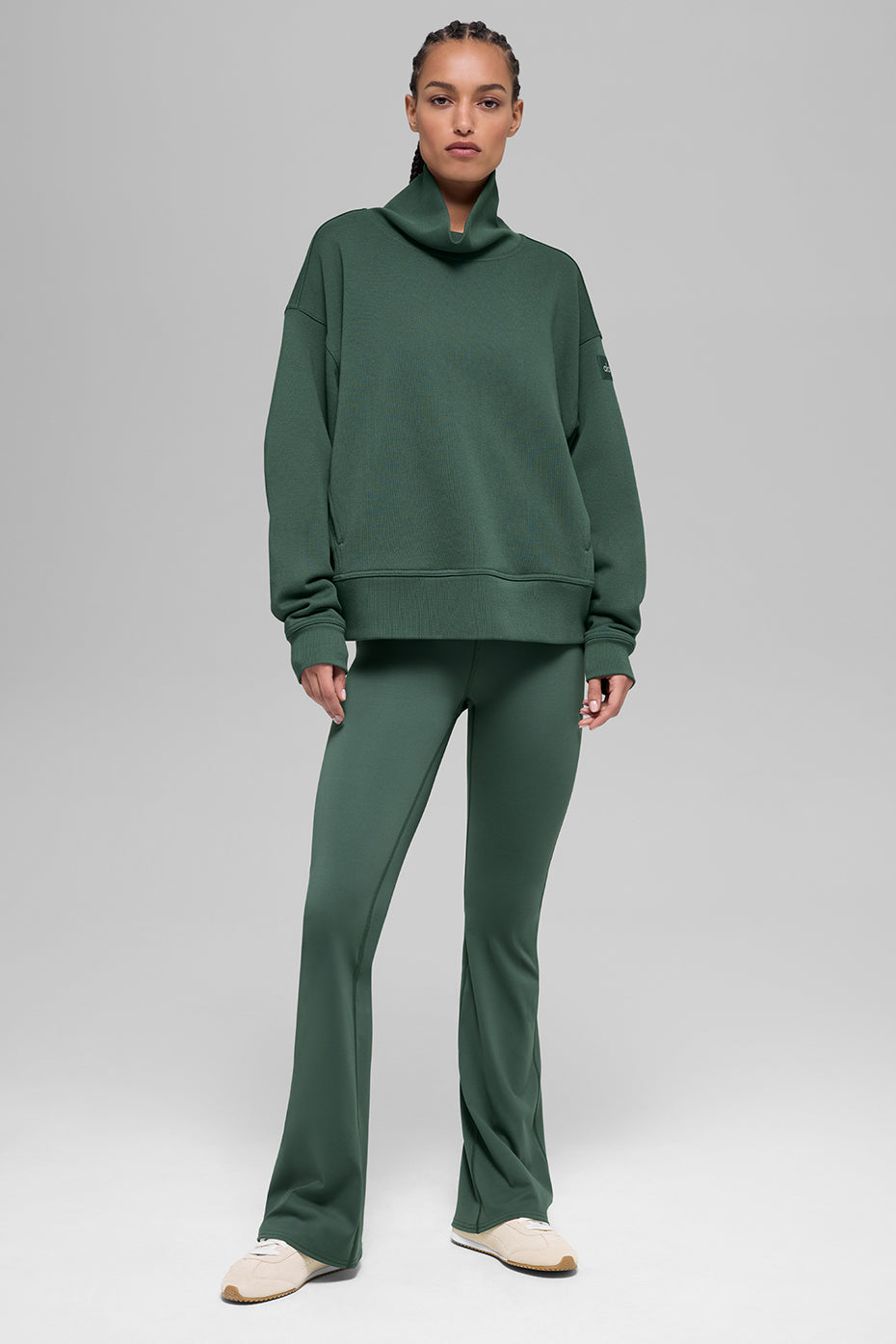 Hazy Mock Neck Pullover - Clover Green
