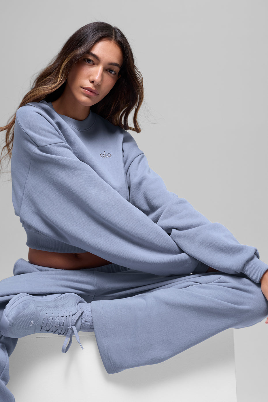 Cropped Accolade Crewneck - Winter Frost